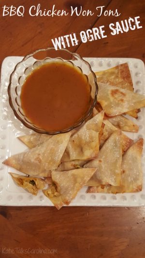 BBQ Chicken Won Tons with Ogre Sauce - Katie Talks Carolina